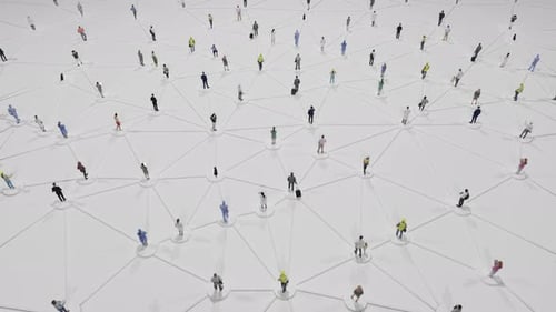 Crowd of Business People Network Connections White Background