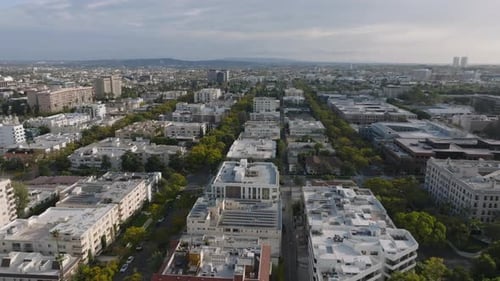 Aerial Panoramic Footage of Town Development in Large City