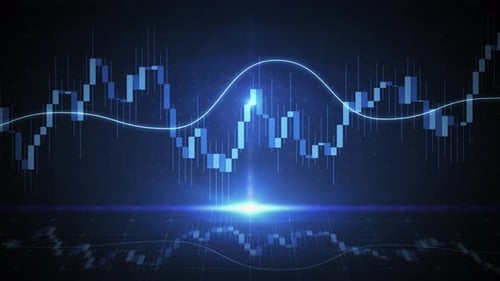 Stock Market Trading Graph with Glowing Finance Data