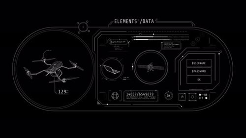 Futuristic HUD Display with Drone and Digital Data UI Animation