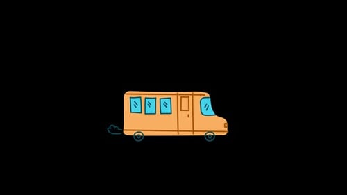 Cartoon School Bus Animation On Alpha Channel