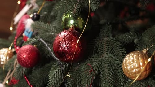 Ornate Christmas Tree Decorated with Shiny Ornaments