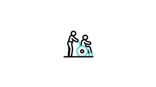 Animated Caregiver Pushing Person in Wheelchair Icon