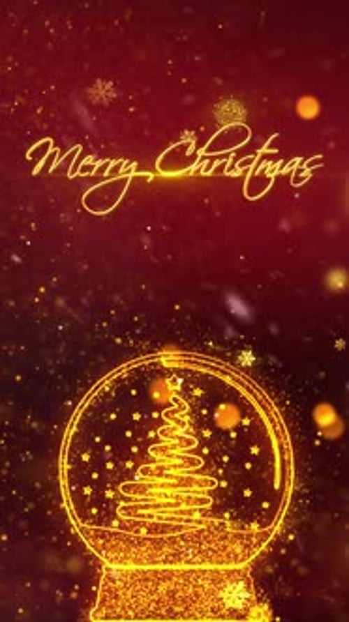 Sparkling Christmas Snow Globe with Merry Christmas Text Reveal