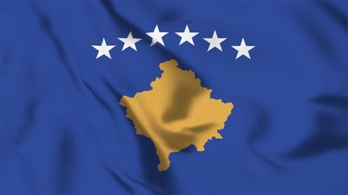 Kosovo Flag Realistic Waving Loop Animation