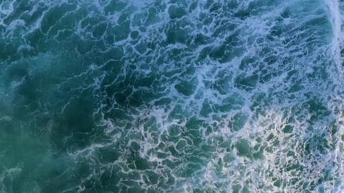 Aerial View Beautiful Big Waves Of The Sea