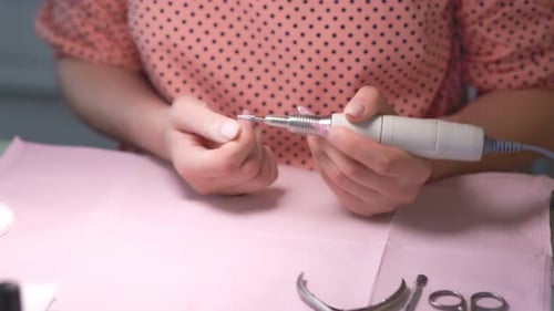 Close Up Manicure Woman Mastering the Art of Nail Care at Home