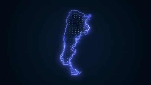 Argentina Map Outline with Neon Glow