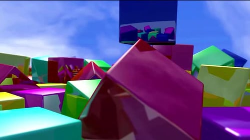 Glossy Colorful Cubes Abstract Geometric Motion Background