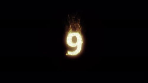Fiery Glowing Number 9 Reveal Animation