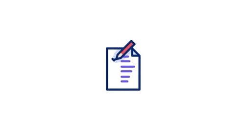 Animated Checklist Document Icon with Pen Marking Tasks