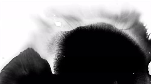 Black Ink Spreading Across White Surface, Abstract Design