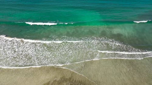 Beach and Waves From Top View Turquoise Water Background From Top View Summer Seascape From Air Top