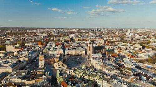 The Old Center of Krakow Shot From a Drone
