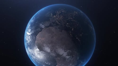 Realistic Planet Earth Seamlessly Rotating from Space with City Lights