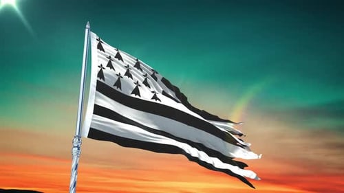 Realistic Flag Waving in Dynamic Sky Seamless Loop