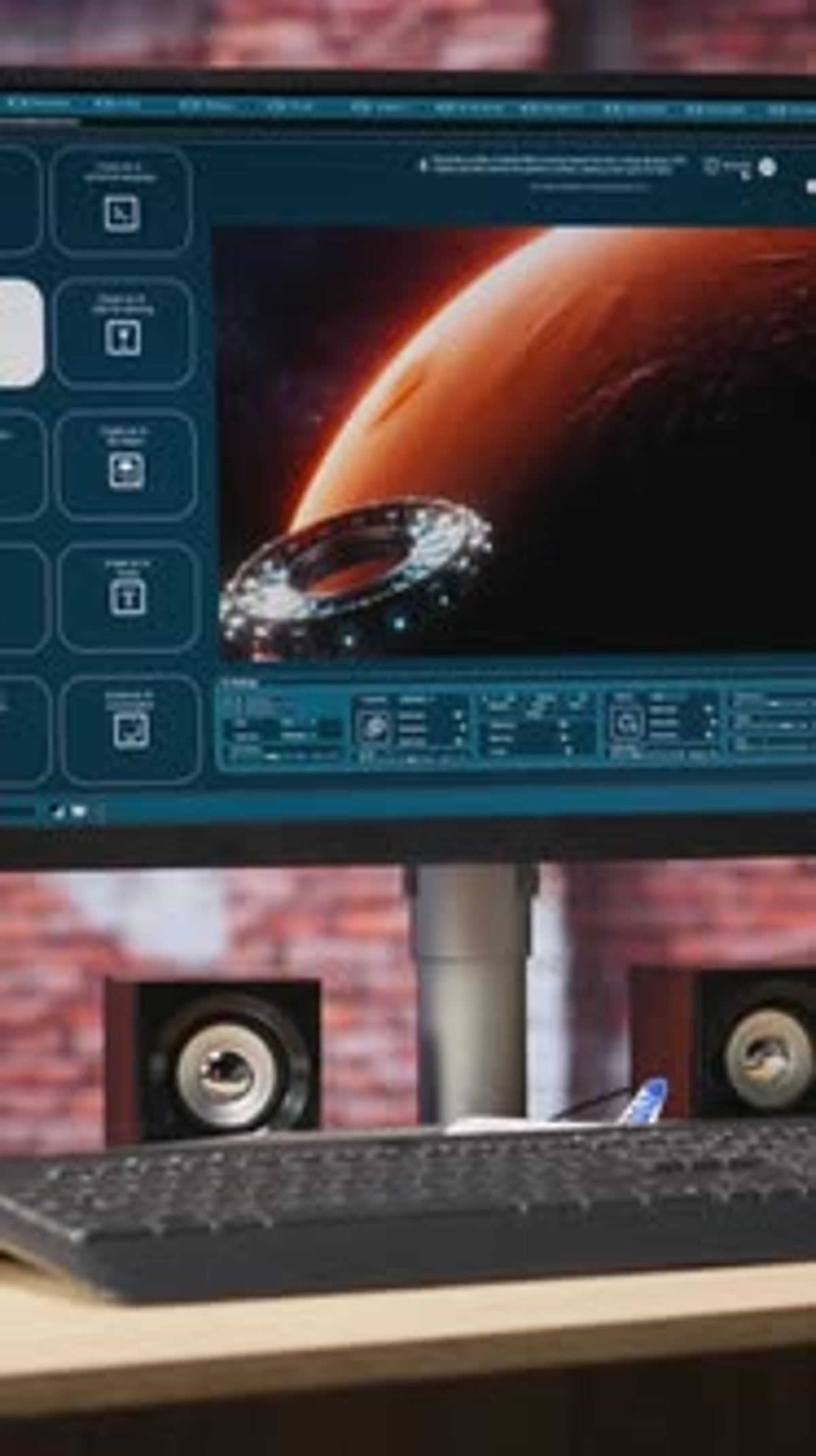 Vertical Video Computer Screen with AI Program Turning Text Prompt Into ...