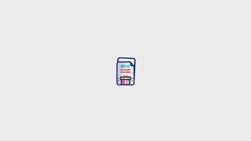 Animated Flat Design Gift and Document Icon