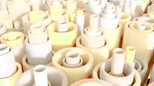 Plastic pipes stacked together