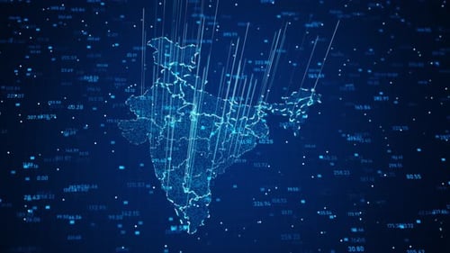 Digital Map of India with Data Flow and Network Connections