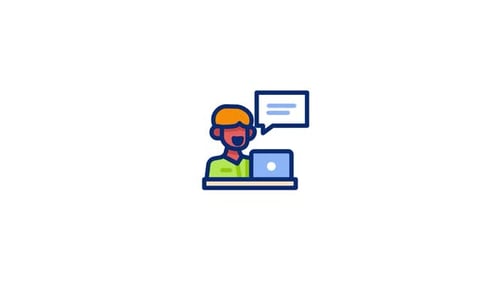 Animated Corporate Customer Support Icon with Laptop
