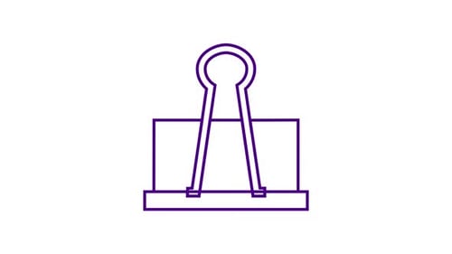 Flat Design Binder Clip Line Art Drawing Animation