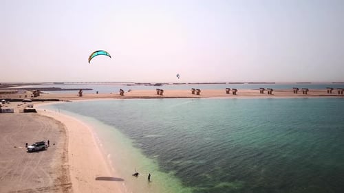 Aerial view Kite Surfing
