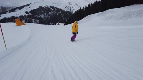 Girl snowboarder