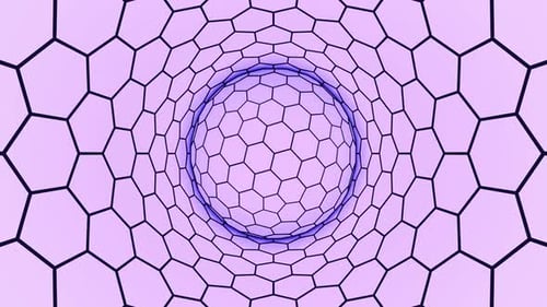 Purple hexagonal tunnel swirls inward