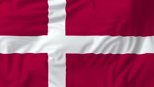 Denmark Flag Waving Seamless Loop Realistic Fabric Animation
