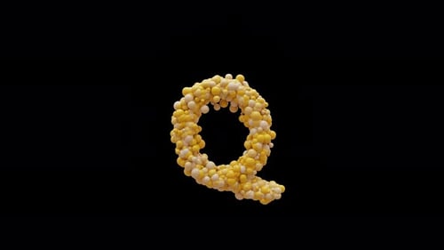 Lowercase Letter Q Formation from Corn Kernels Animation