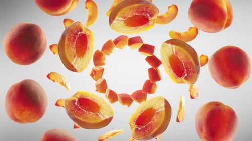 Dynamic Peaches and Slices Rotating Loop Animation