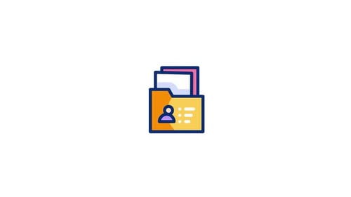 Animated Folder Icon with Person and Data