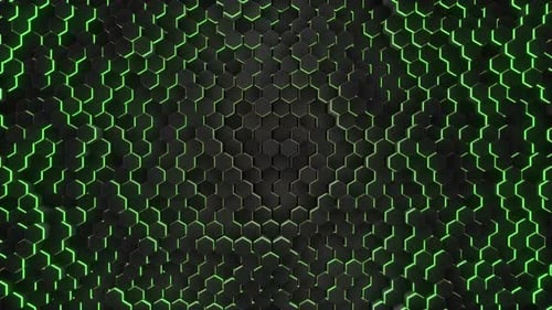 Futuristic Hexagonal Pattern with Green Glow
