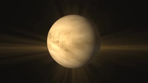 Drehung des Venusplaneten mit Zoom out. Videokonzept für Wissenschaft und Technologie. Vd 849