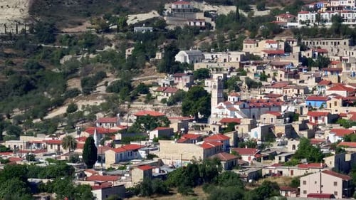 Aerial Drone Video Revealing Lefkara's Old Town Architecture