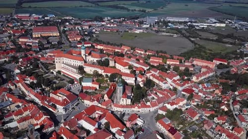 Flight Over Old Town Centre of Mikulov Czech Republic