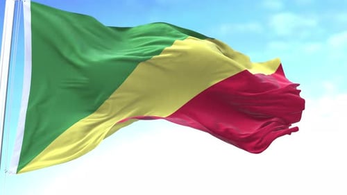 Congo Republic Of The Horizontal Flag In The Sky Speed Waving