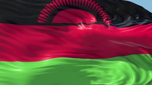 Waving Malawi National Flag Realistic Loop Animation