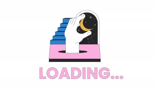 Fantasy surreal night line 2D loading animation