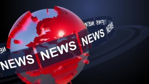 3D Red Globe News Broadcast Modern Animation