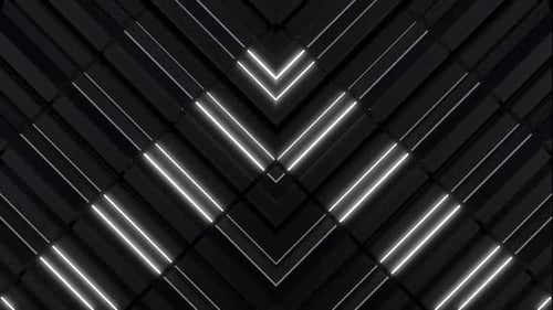 Dynamische futuristische Architektur mit leuchtenden Neonlichtstreifen in Bewegung