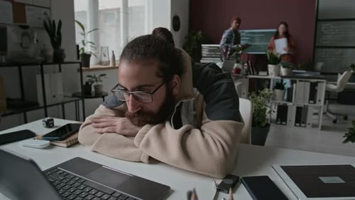 Timelapse of Male Software Developer Staring at Screen with Apathy