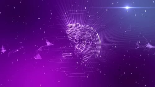 Animated Digital Globe with Global Network and Data Lines