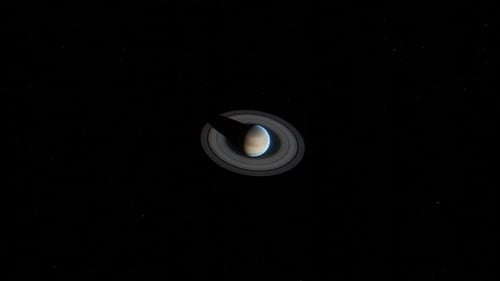 Rotating Saturn Planet in Space with Stars