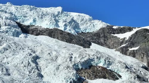 Snow Capped Norwegian Mountains Close Up