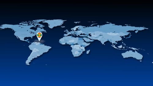 Animated World Map with Pulsing Location Pin for Grenada