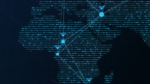 Digital World Map Global Network Connection with Data Points