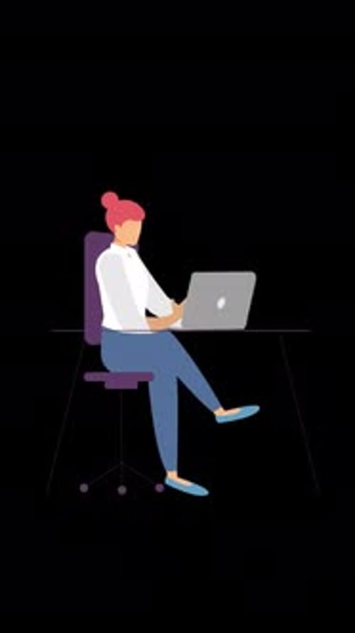 The Woman Working In The Office Is Working On The Project On The Laptop Vertical Alpha