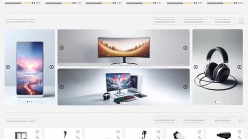 Technology products website animation. E-commerce and shopping sales webpage.